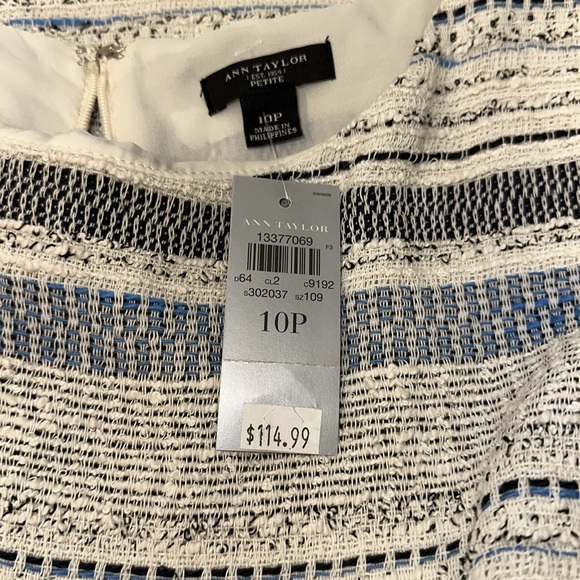 Ann Taylor Ann Taylor Sleeveless Sheath Blue Ivory Stripe Dress NWT (10p) - Picture 10 of 10